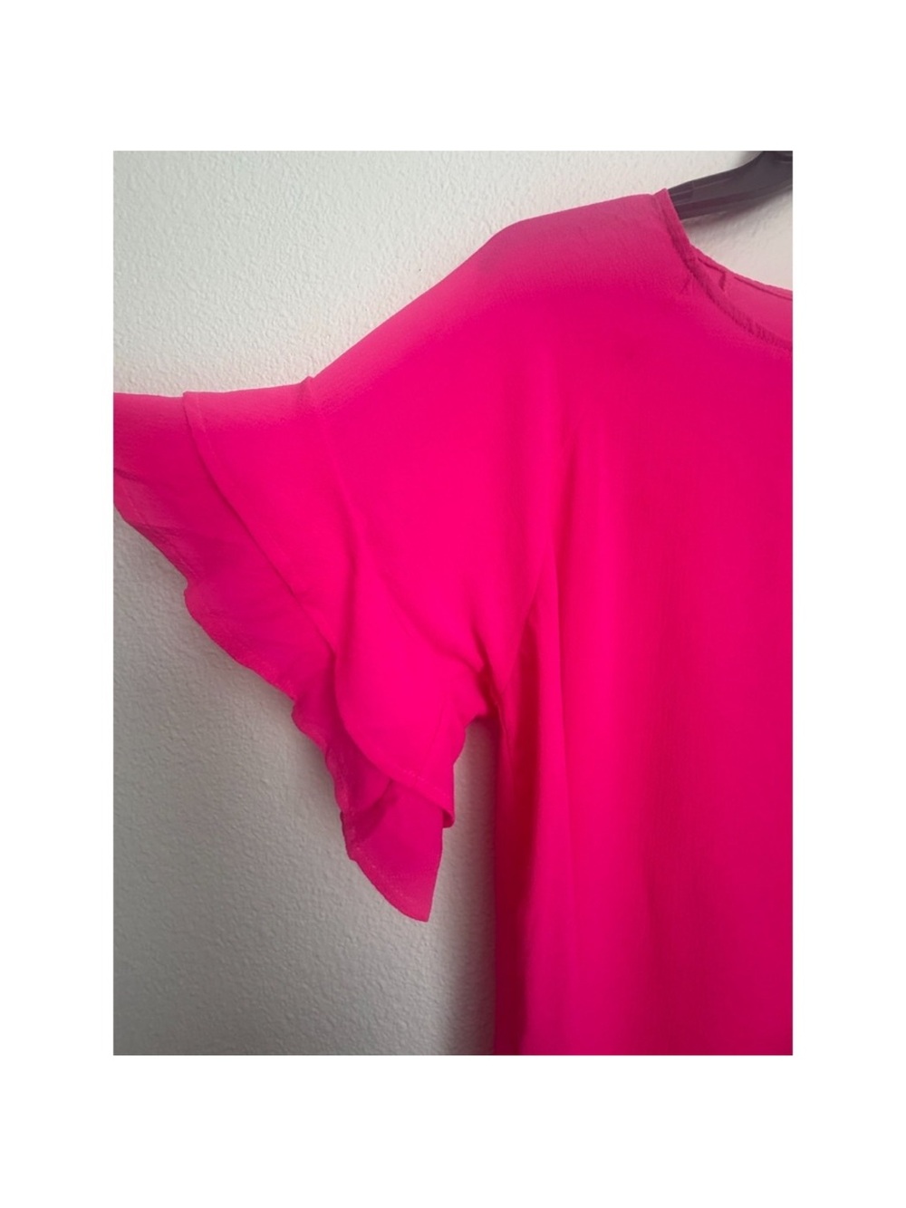 Umgee Hot Pink Ruffle Sleeve Blouse - Picture 5 of 8
